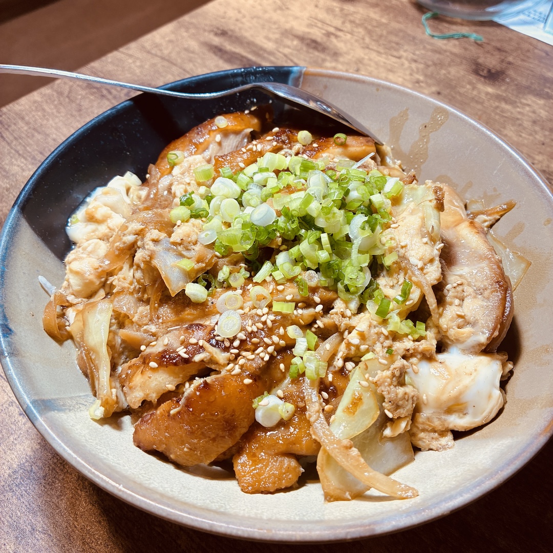 Japanese Oyakodon (Chicken and Egg Rice Bowl) + Tomato and Corn Soup